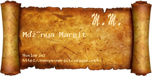 Mánya Margit névjegykártya